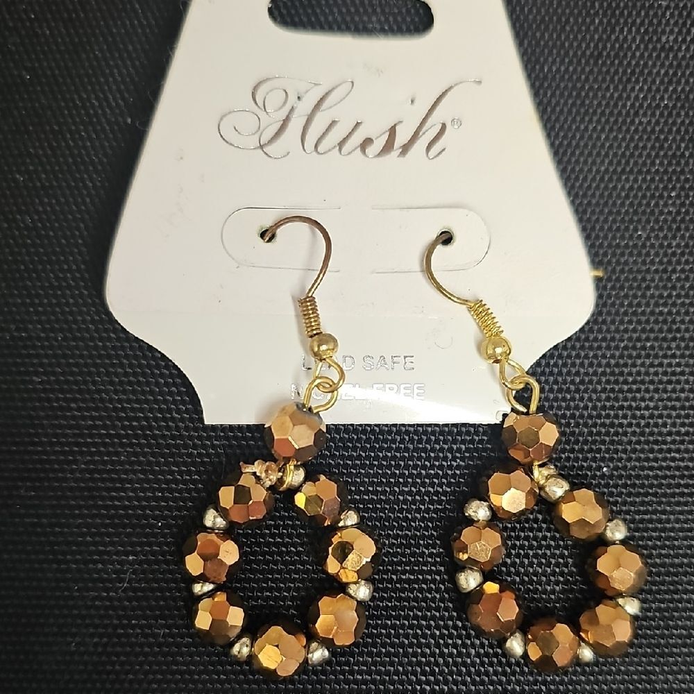 Gold Tone Beaded Drop Earrings Boho Dangle Lightweight NWT